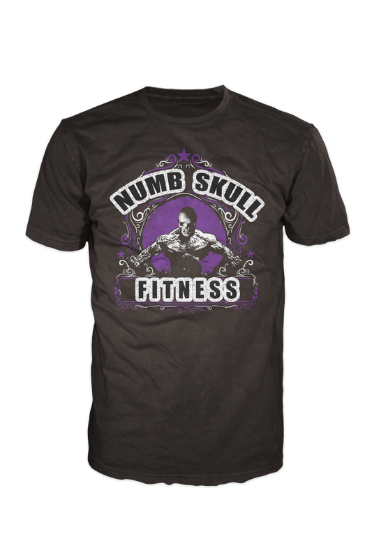 Numb Skull Designs fitness graphic tshirt with color purple