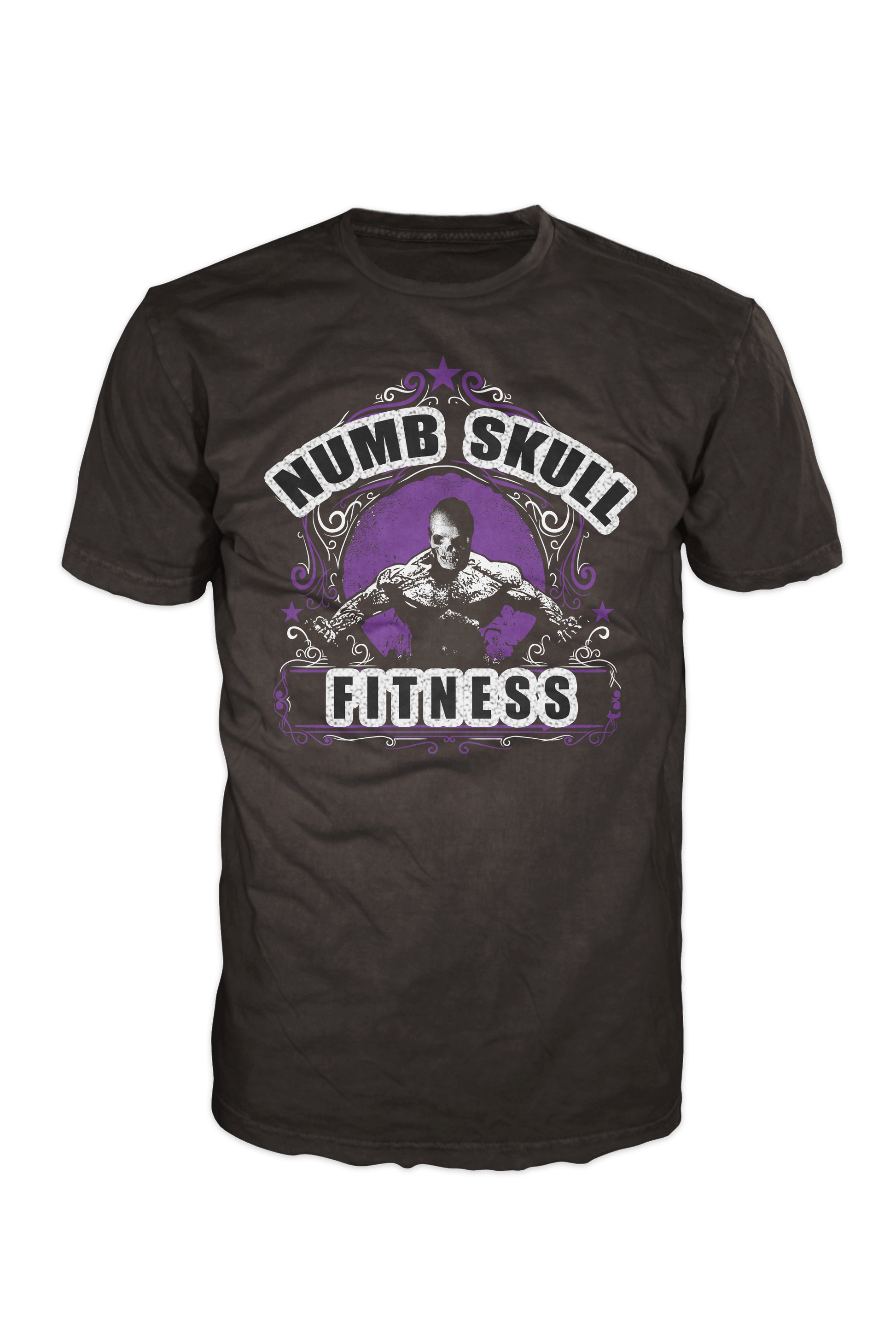 Numb Skull Designs fitness graphic tshirt with color purple