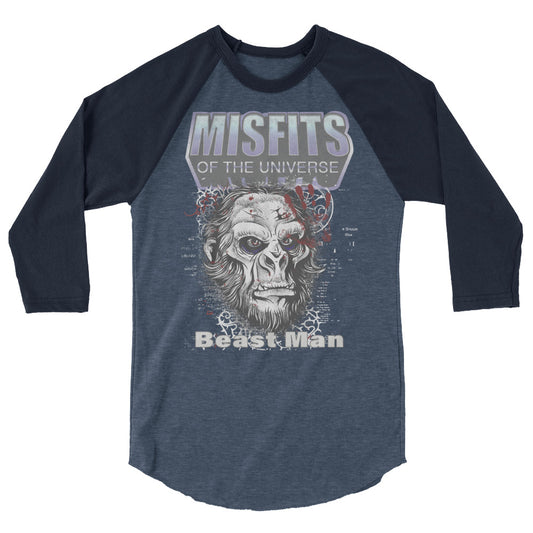 Misfits Of The Universe Beast Man 3/4 Sleeve Raglan Shirt