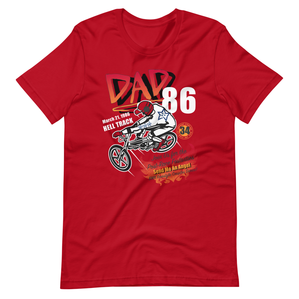 RAD DAD hell track red t-shirt